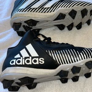 Adidas Football cleats, mens 10, barely worn, high top, black and white